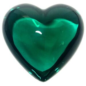 Emerald Green Glass Heart Paperweight